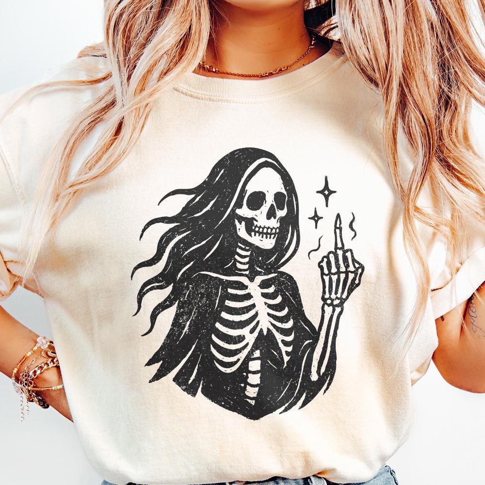 Gothic Skeleton PNG, Middle Finger Digital Art - 300 DPI Design for T-Shirt