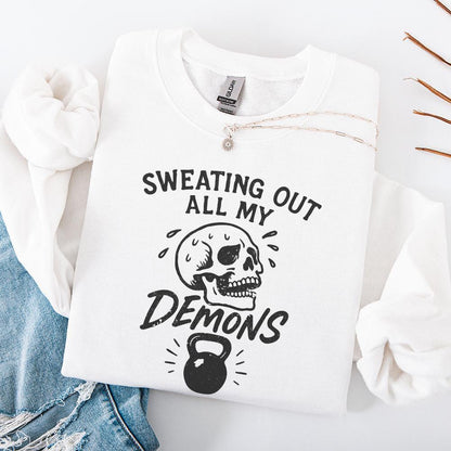 Sweating Out All My Demons PNG, Skull Workout Art - 300 DPI Design for