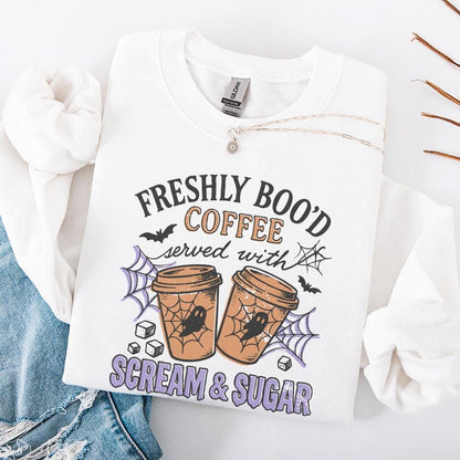 Freshly Boo’d Coffee PNG, Served With Scream & Sugar - 300 DPI Design for