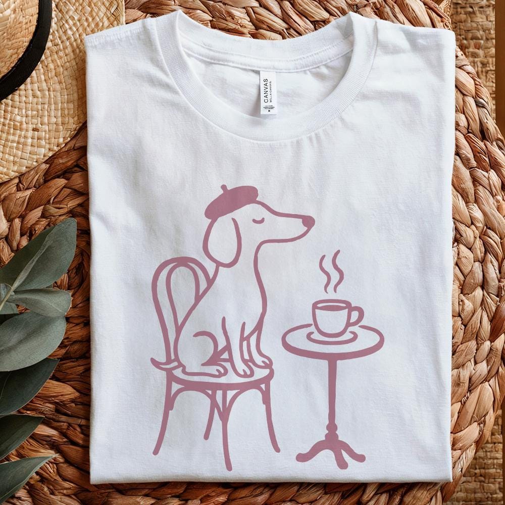 Dog Drinking Coffee PNG, Cute Dog Art Print - 300 DPI Design for T-Shirt