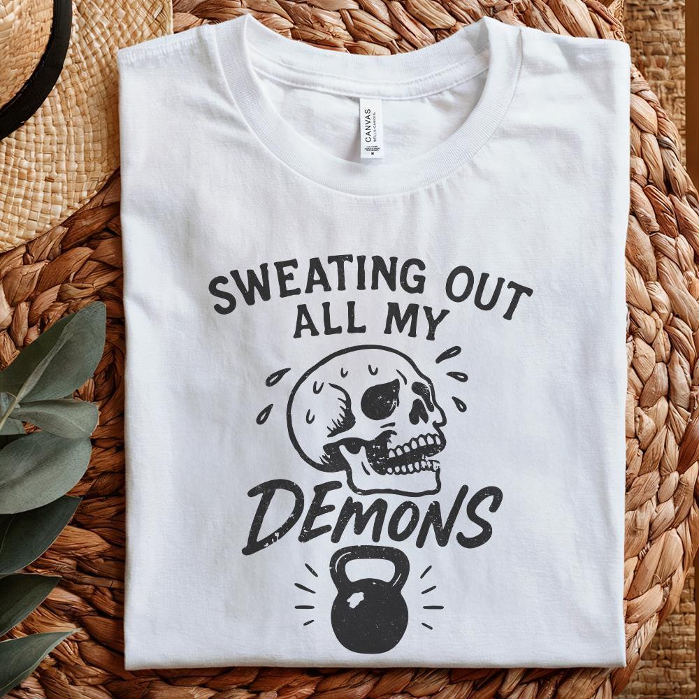 Sweating Out All My Demons PNG, Skull Workout Art - 300 DPI Design for