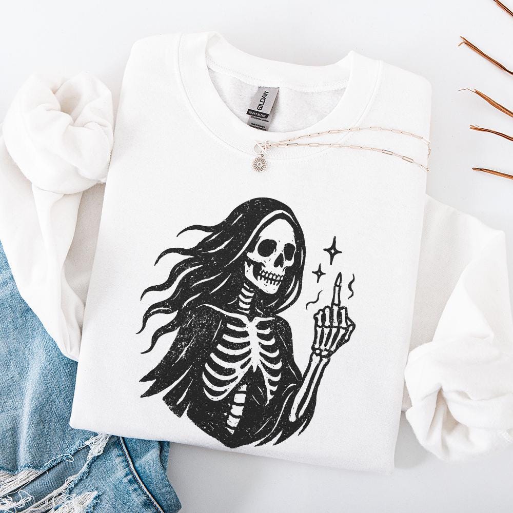 Gothic Skeleton PNG, Middle Finger Digital Art - 300 DPI Design for T-Shirt