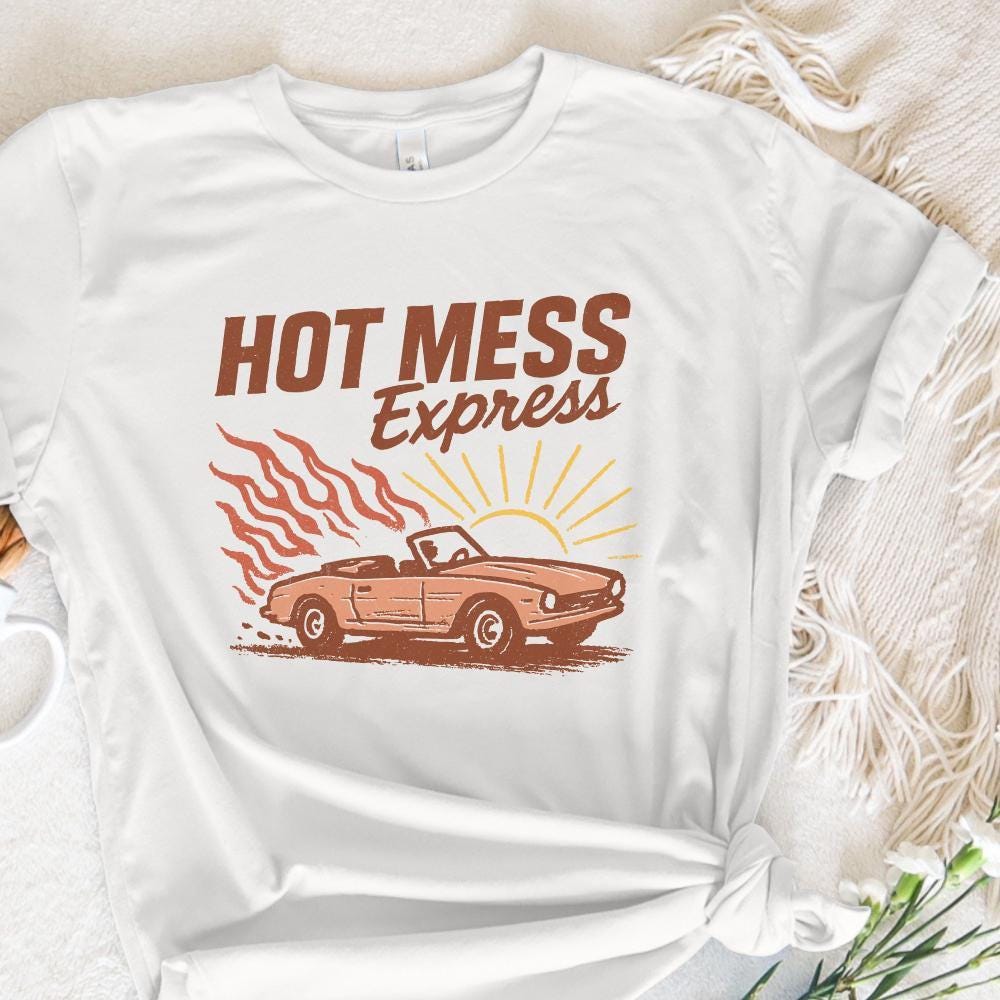 Hot Mess Express PNG, Retro Car Shirt - 300 DPI Design for T-Shirt