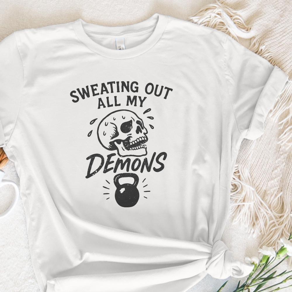 Sweating Out All My Demons PNG, Skull Workout Art - 300 DPI Design for