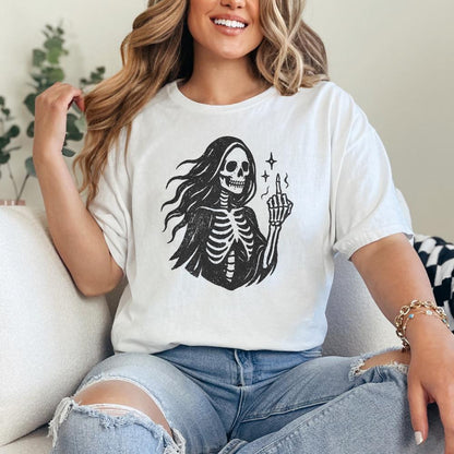 Gothic Skeleton PNG, Middle Finger Digital Art - 300 DPI Design for T-Shirt