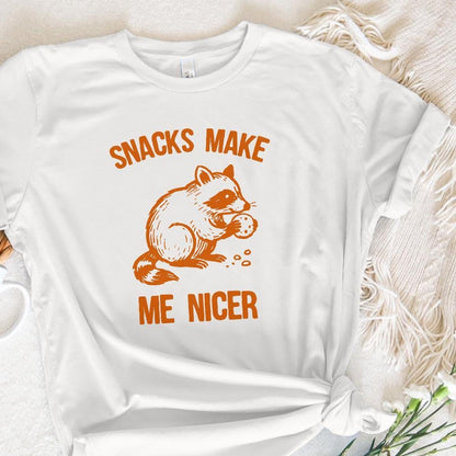 Snacks Make Me Nicer PNG, Cute Raccoon Digital Download - 300 DPI Design