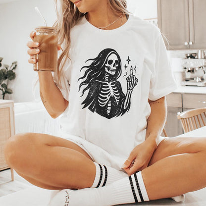 Gothic Skeleton PNG, Middle Finger Digital Art - 300 DPI Design for T-Shirt