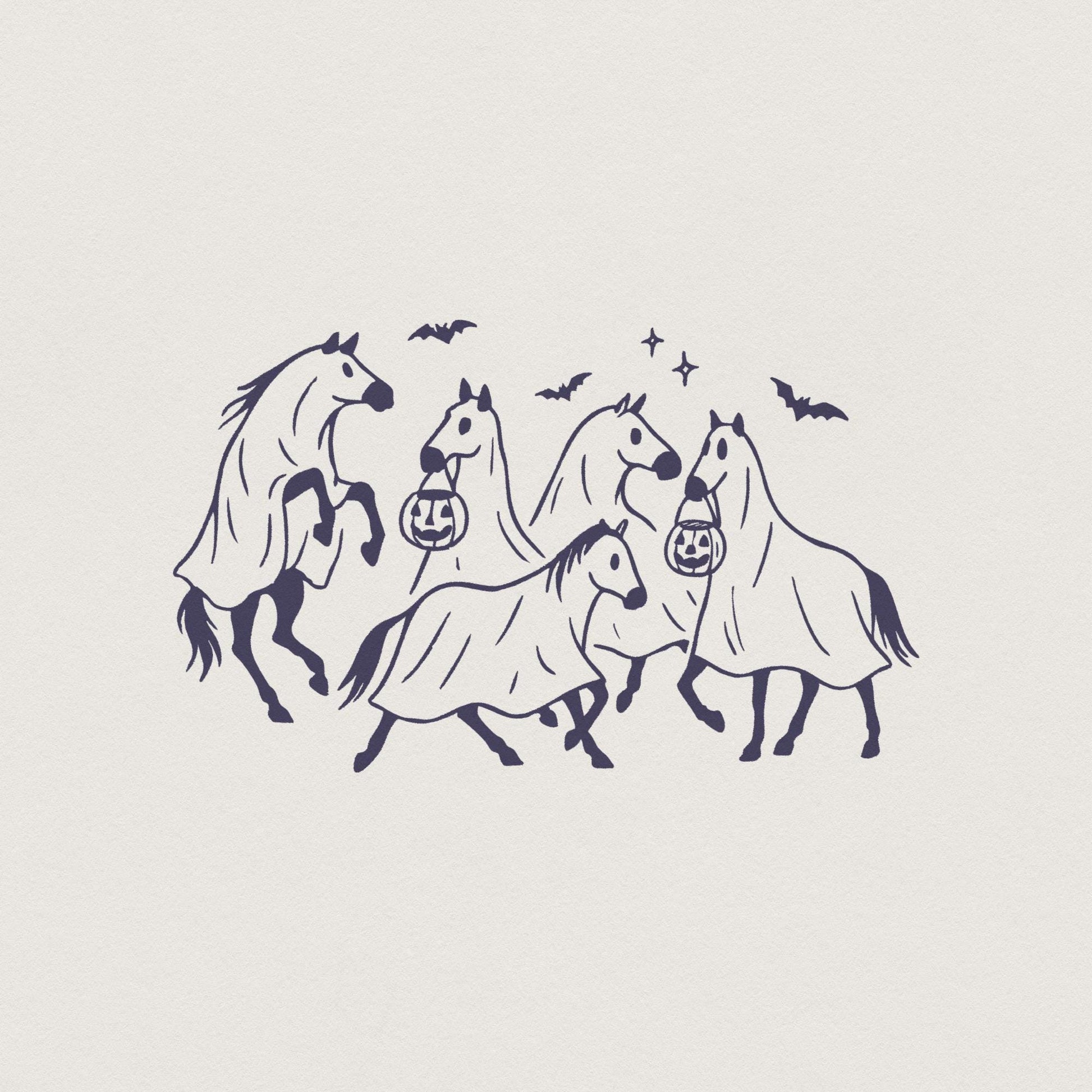 Halloween Horse PNG, Ghost Horses Halloween Art - 300 DPI Design for