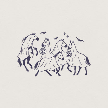Halloween Horse PNG, Ghost Horses Halloween Art - 300 DPI Design for