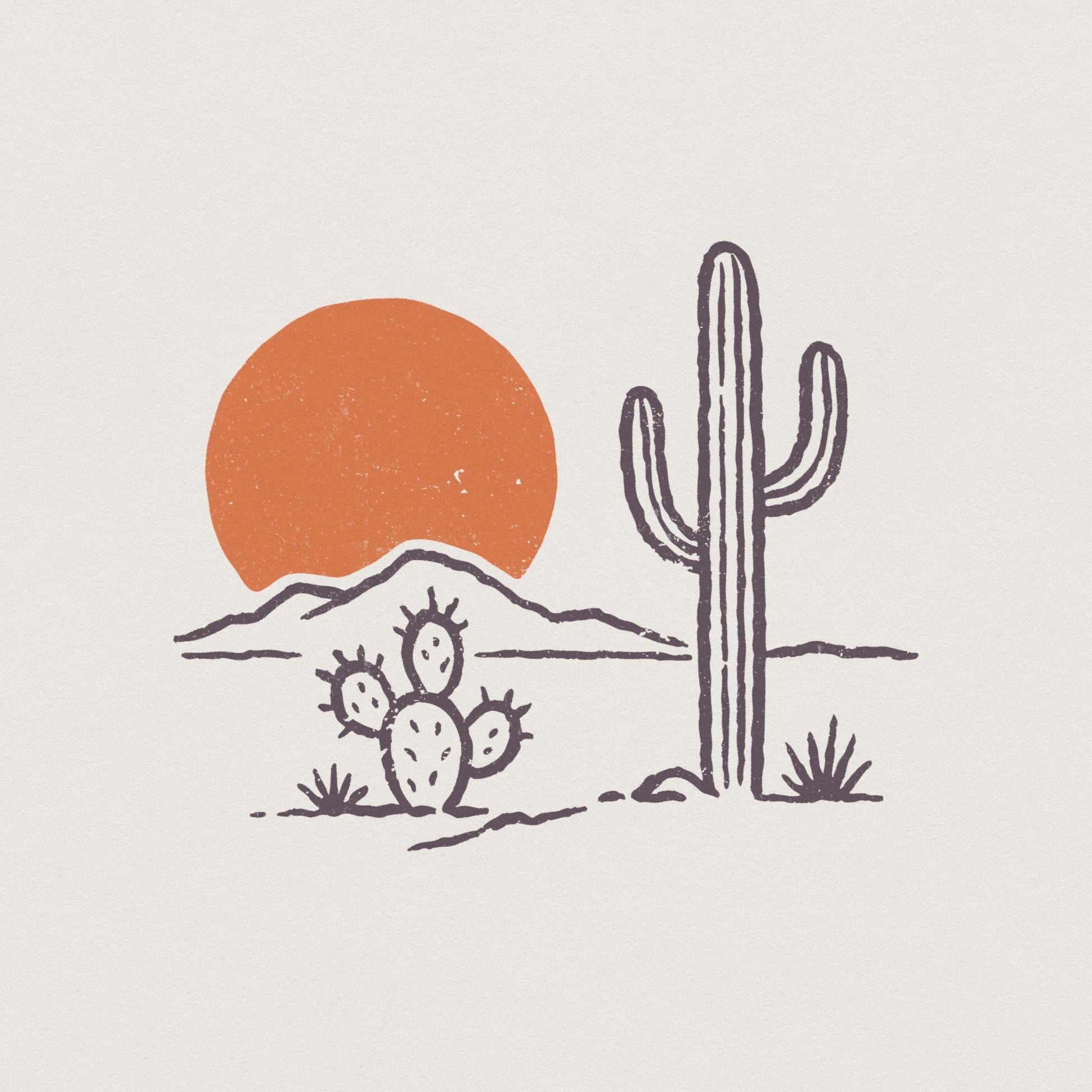 Desert Vibes Cactus PNG, Vintage Sunset PNG - 300 DPI Design for T-Shirt