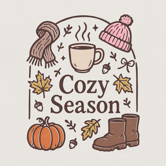 Cozy Season PNG, Fall Pumpkin Clipart - 300 DPI Design for T-Shirt