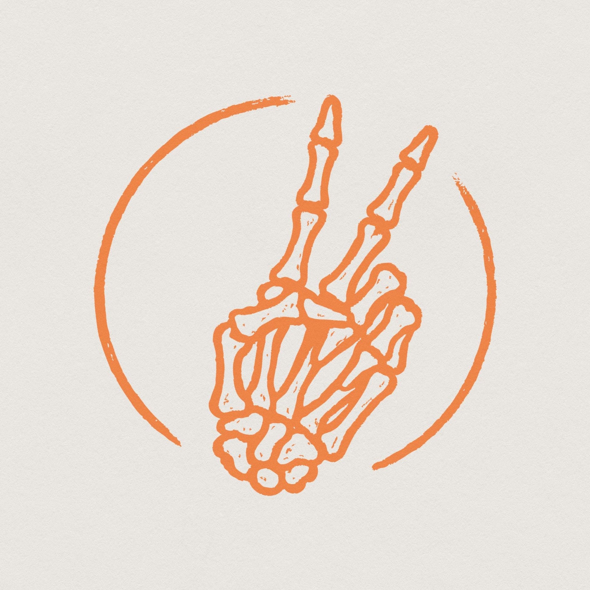 Skeleton Peace Sign PNG, Retro Halloween Skeleton Hand - 300 DPI Design