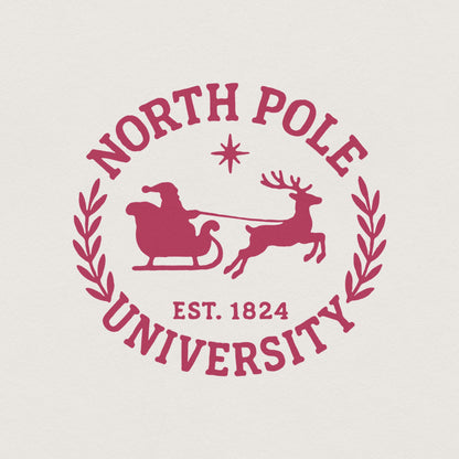 North Pole University Est. 1824 PNG, Santa Sleigh Christmas Collegiate