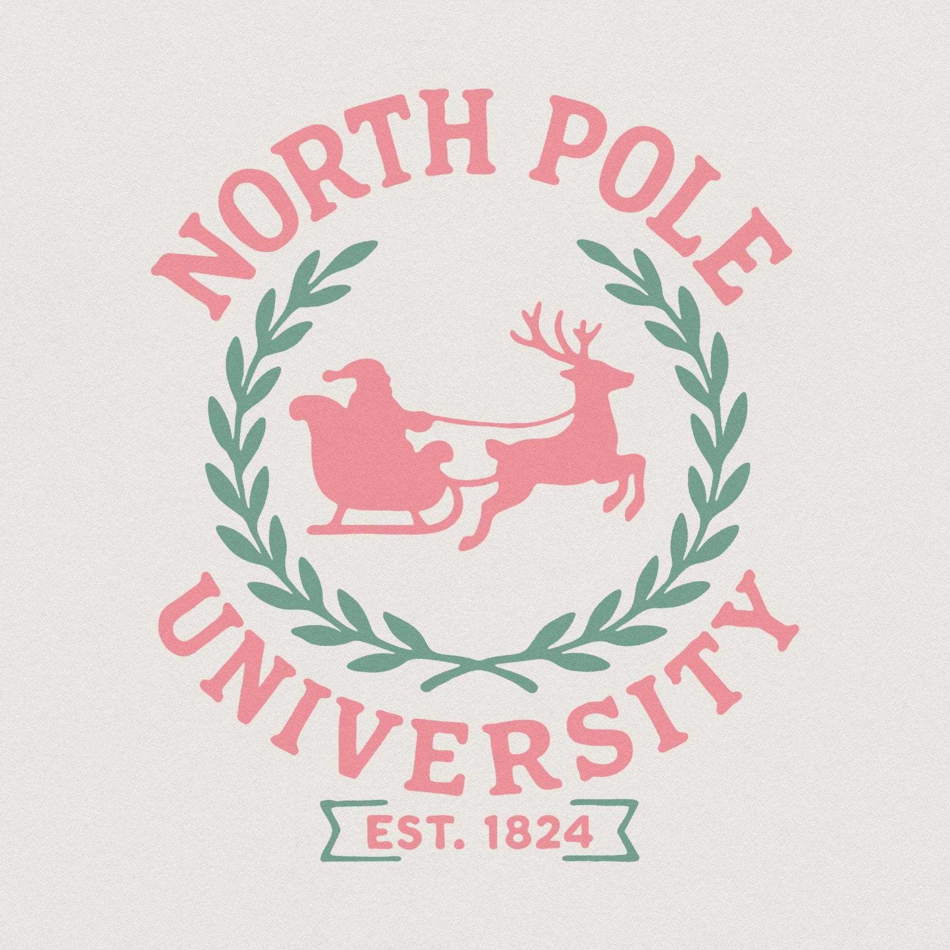 North Pole University PNG Digital Download, Retro Christmas Design - 300