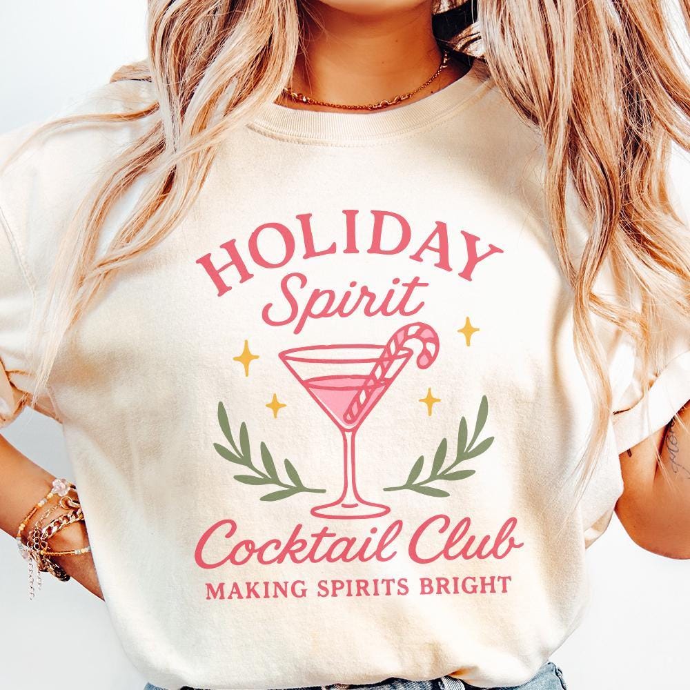 Holiday Spirit Cocktail Club PNG, Festive Christmas Drink - 300 DPI