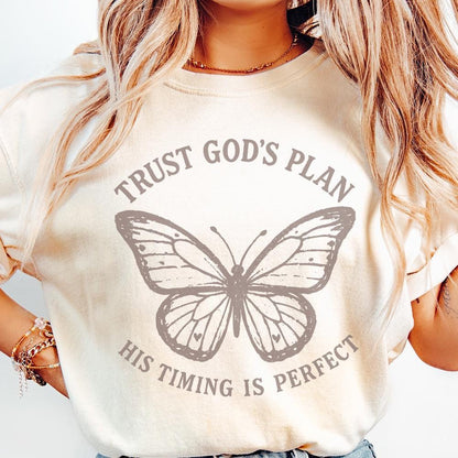 Trust God's Plan His Timing Is Perfect Butterfly PNG, Faith PNG - 300 DPI