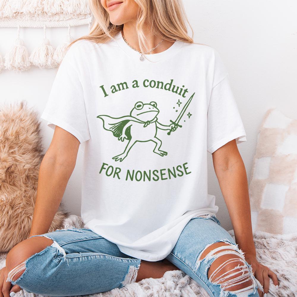 I Am A Conduit For Nonsense PNG, Funny Frog Sword Art - 300 DPI Design