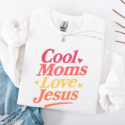 Cool Moms Love Jesus PNG, Christian Mom Shirt PNG - 300 DPI Design for