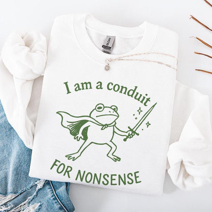 I Am A Conduit For Nonsense PNG, Funny Frog Sword Art - 300 DPI Design