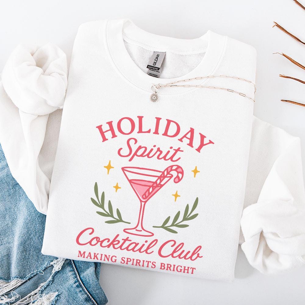 Holiday Spirit Cocktail Club PNG, Festive Christmas Drink - 300 DPI