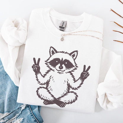 Peaceful Raccoon PNG, Meditating Animal Clipart - 300 DPI Design for