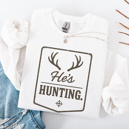 He’s Hunting. Antlers Art PNG, Hunting - 300 DPI Design for T-Shirt