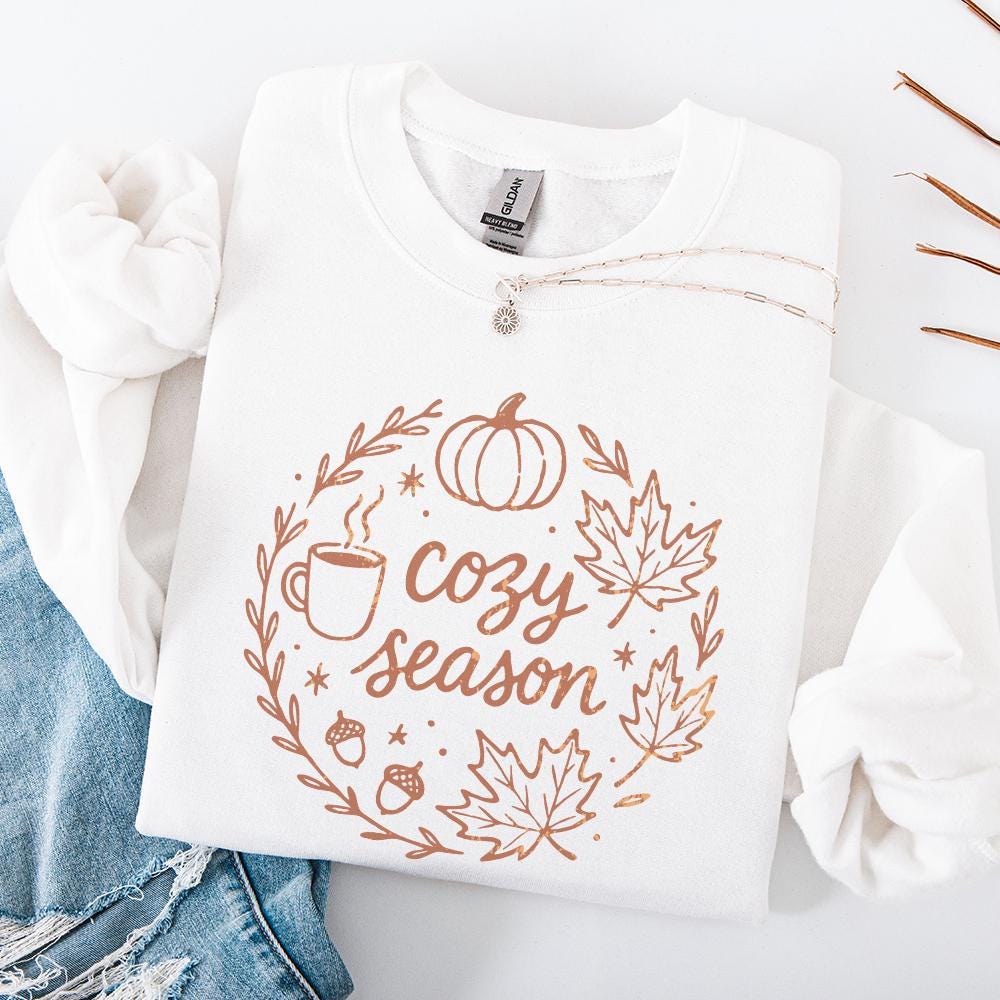 Cozy Season PNG, Autumn Leaves - 300 DPI Design for T-Shirt