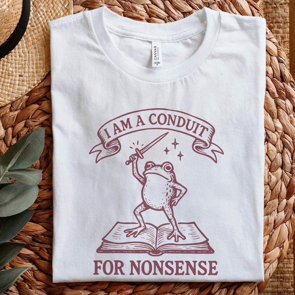 I Am A Conduit For Nonsense PNG, Funny Frog Book Art Printable - 300 DPI