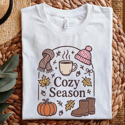 Cozy Season PNG, Fall Pumpkin Clipart - 300 DPI Design for T-Shirt