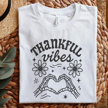Thankful Vibes PNG Digital Download, Skeleton Heart Hands - 300 DPI