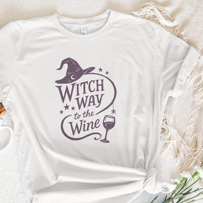 Witch Way To The Wine PNG, Funny Halloween Shirt Design - 300 DPI Design