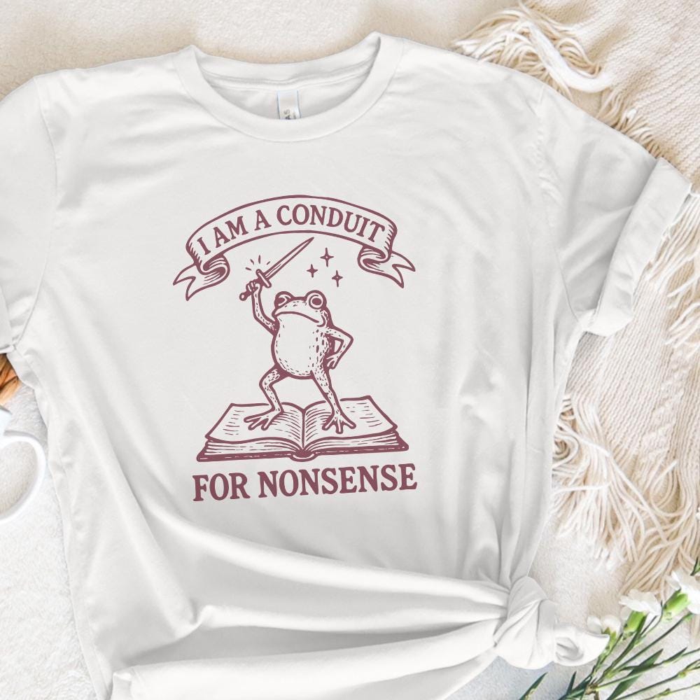 I Am A Conduit For Nonsense PNG, Funny Frog Book Art Printable - 300 DPI