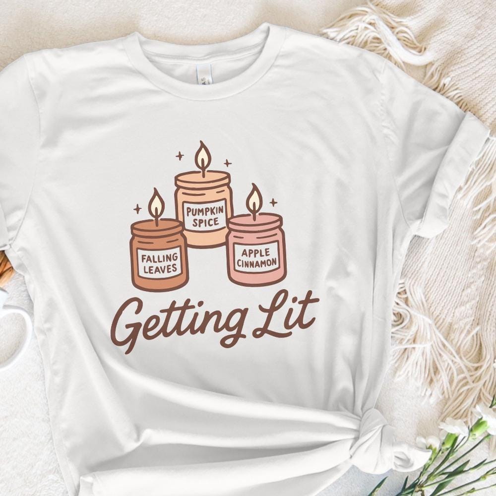 Getting Lit Candle PNG, Pumpkin Spice - 300 DPI Design for T-Shirt
