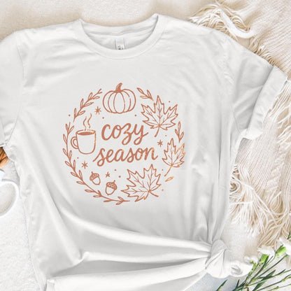 Cozy Season PNG, Autumn Leaves - 300 DPI Design for T-Shirt