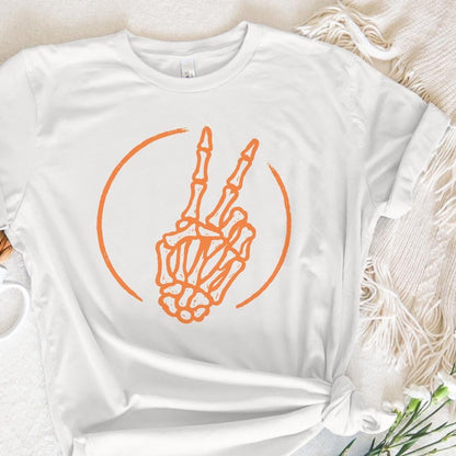 Skeleton Peace Sign PNG, Retro Halloween Skeleton Hand - 300 DPI Design