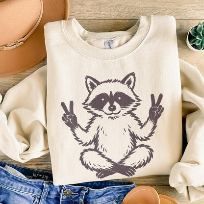 Peaceful Raccoon PNG, Meditating Animal Clipart - 300 DPI Design for