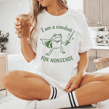 I Am A Conduit For Nonsense PNG, Funny Frog Sword Art - 300 DPI Design