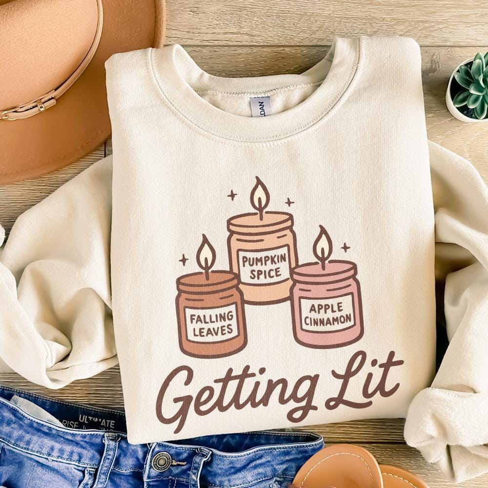 Getting Lit Candle PNG, Pumpkin Spice - 300 DPI Design for T-Shirt
