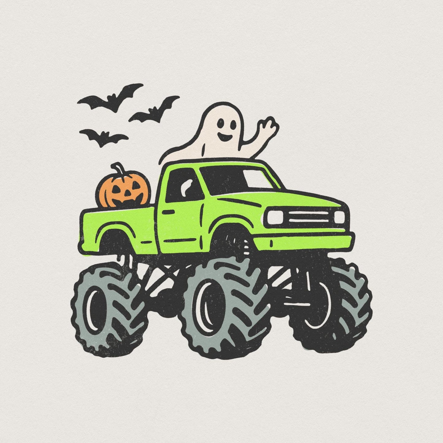 Monster Truck Halloween PNG, Ghost and Pumpkin Truck PNG - 300 DPI Design