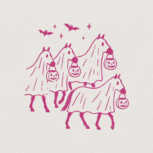 Halloween Ghost Horses PNG, Cute Trick Or Treat Animal Costume Clipart -