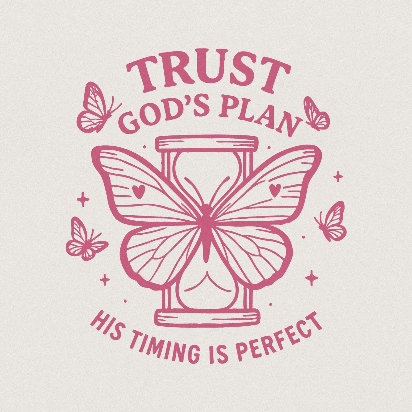 Trust God's Plan His Timing Is Perfect PNG • Christian Hourglass