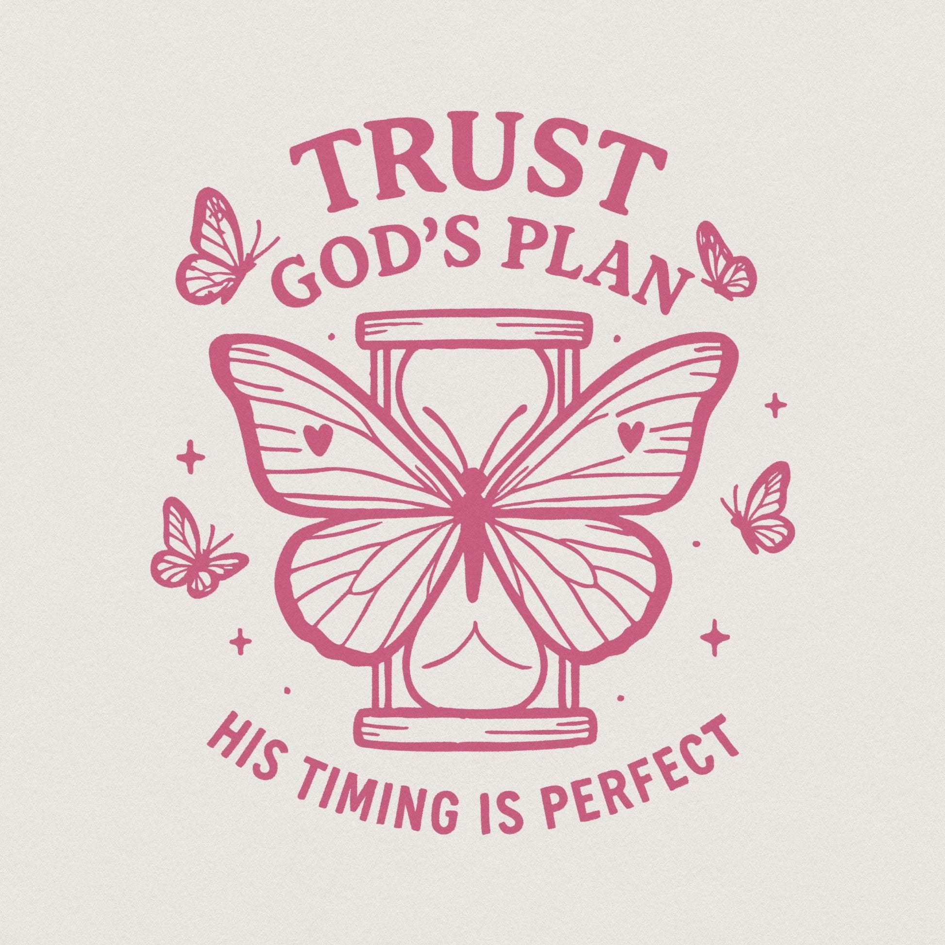 Trust God's Plan His Timing Is Perfect PNG • Christian Hourglass