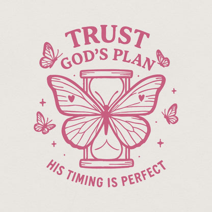 Trust God's Plan His Timing Is Perfect PNG • Christian Hourglass