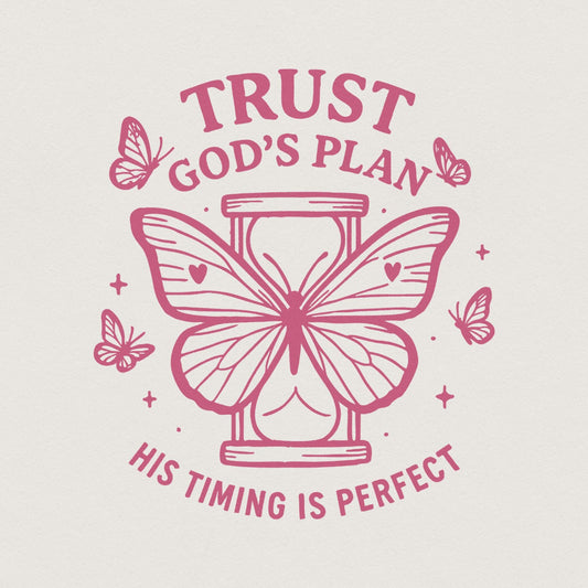 Trust God's Plan His Timing Is Perfect PNG • Christian Hourglass