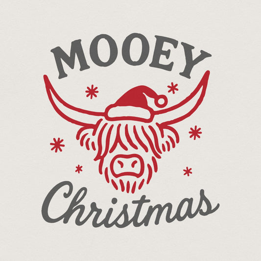 Mooey Christmas PNG, Highland Cow Christmas PNG - 300 DPI Design for