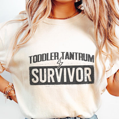 Toddler Tantrum Survivor PNG, Funny Mom PNG DTG Shirt Design - 300 DPI