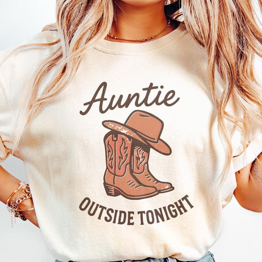 Auntie Outside Tonight PNG, Western Boots PNG - 300 DPI Design for T-Shirt