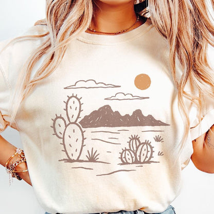 Cactus PNG Desert PNG Mountain PNG, Boho Desert Landscape - 300 DPI