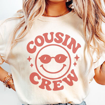 Cousin Crew PNG, Retro Smiley Face Digital Download - 300 DPI Design for
