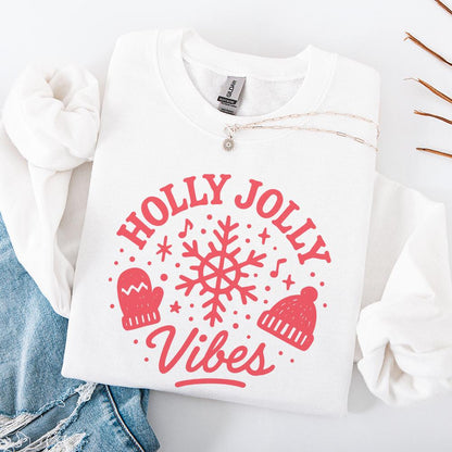Holly Jolly Vibes PNG, Christmas Shirt PNG - 300 DPI Design for T-Shirt